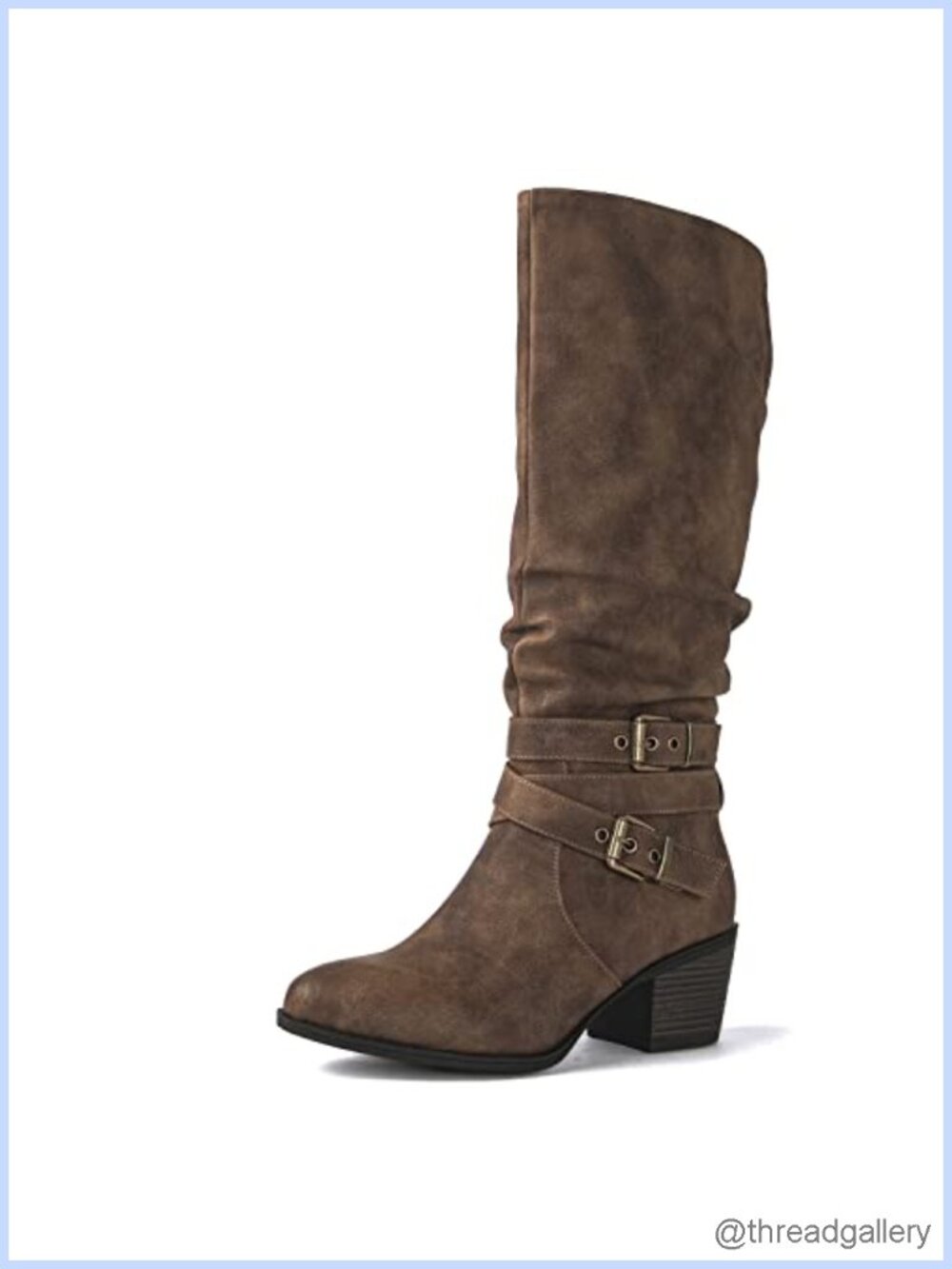Women's Knee High Cowboy Boots Faux Leather Western Pointed Toe